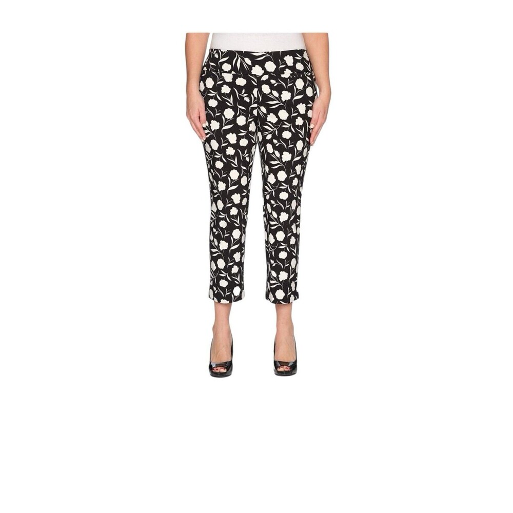 Cooper &Ella Black And White Floral Capris 20W NWT Cruise/Vacation Ready!